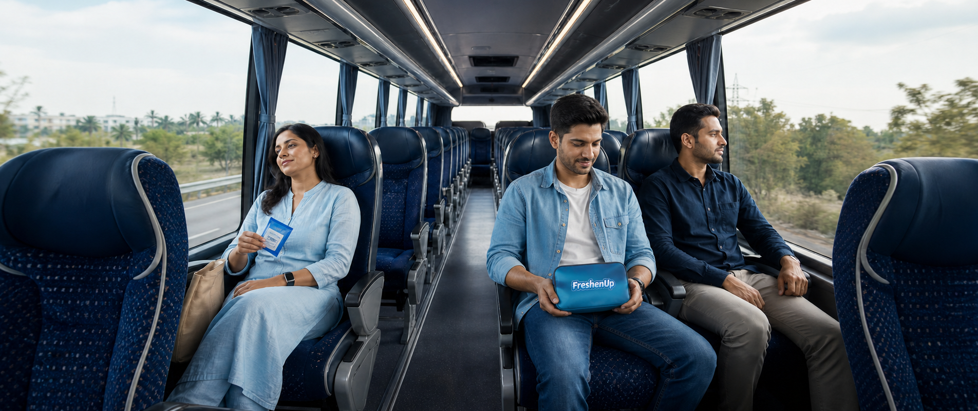More comfortable coach journey with a FreshenUp hygiene kit