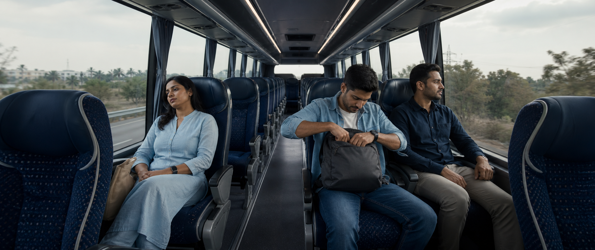 Ordinary coach journey without a FreshenUp hygiene kit